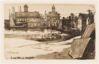 Clements, Gabrielle D. (1858-1948) Four Etchings with drypoint of Newport, Rhode Island.